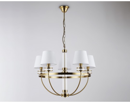  Подвесная люстра с абажурами LH71251/5 BS/WH латунь/белый E14/5 max 40W D700*990