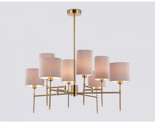  Люстра на штанге с абажурами LH72383/8 BS/GR латунь/серый E14*8 max 40W D810*705