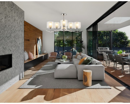  Люстра со стеклянными плафонами на штанге LH57002/6 SN/FR никель/белый матовый E14/6 max 40W D850*420