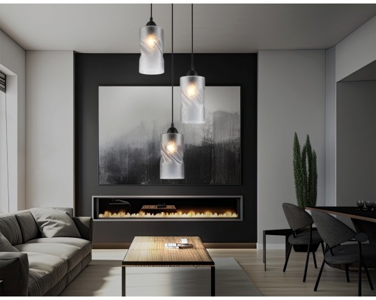  Светильник подвесной со стеклянными плафонами TR3414/3 BK черный E27/3 max 60W D320*1000