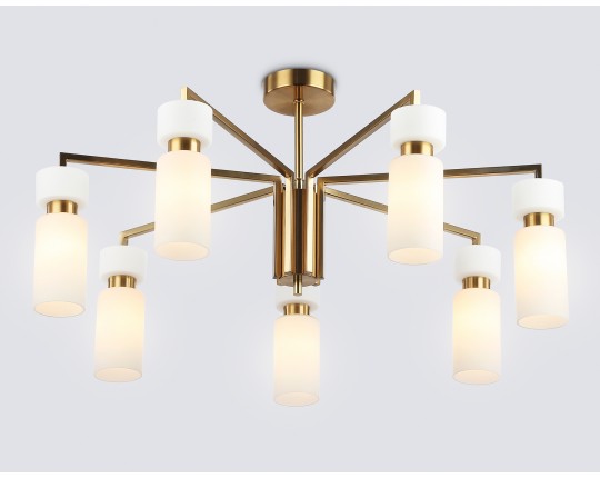  Люстра на штанге LH56126/7 BS/FR латунь/белый матовый E14*7 max 40W D705*350