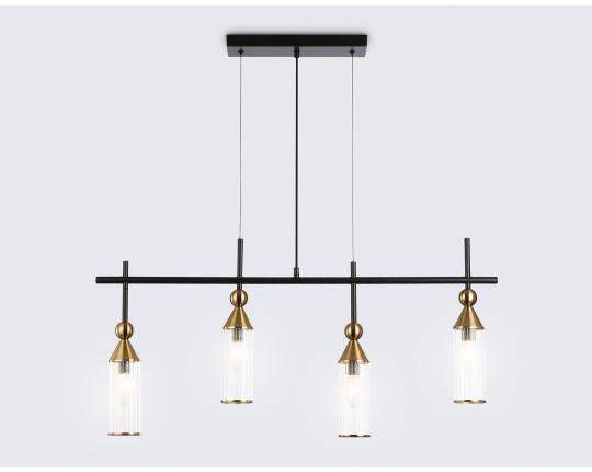  Подвесной светильник LH55254/4 BK/BS/CL черный/латунь/прозрачный E14*4 max 40W 845*65*1150