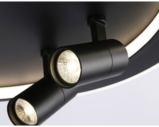  Настенно-потолочный светодиодный светильник с пультом FL51393/1+2 BK черный 3000K-6400K 65W 560*480*120 (ПДУ РАДИО 2.4G)