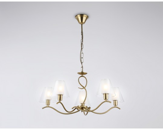  Подвесная люстра со стеклянными плафонами LH57091/5 BS/FR латунь/белый матовый E14/5 max 40W D690*790