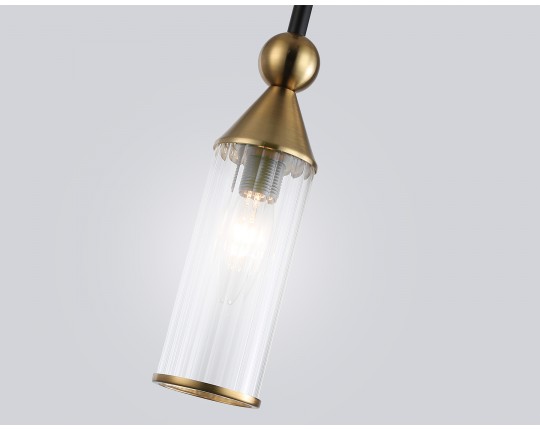  Подвесной светильник LH55251 BK/BS/CL черный/латунь/прозрачный E14 max 40W D65*1500