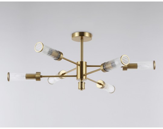  Люстра со стеклянными плафонами на штанге LH55161/6 BS/CL латунь/прозрачный E14/6 max 40W D830*330