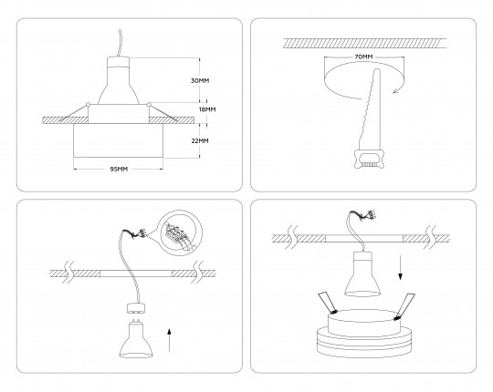 Встраиваемый точечный светильник MR16 с акрилом TN3322 SBK/FR черный песок/белый матовый GU5.3 D95*40