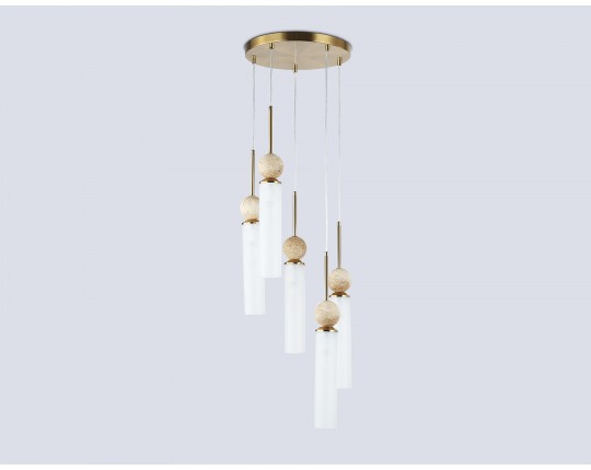  Подвесной светильник LH53259/5 BS/FR латунь/белый матовый E14*5 max 40W D330*1200