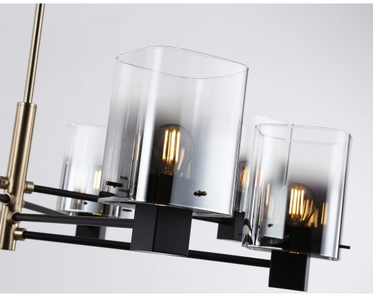  Подвесная люстра LH57043/8 BK/DBS/SM черный/темная латунь/дымчатый E14/8 max 40W D830*710