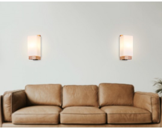  Настенный светильник со сменной лампой TR83122 LW/FR светлое дерево/белый матовый E27 max 40W 250*125*100