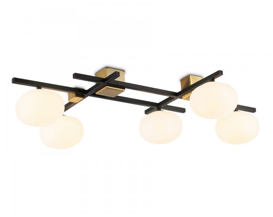  Потолочный светильник LH51015/5 BK/BS/FR черный/латунь/белый матовый G9*5 max 28W 800*560*170