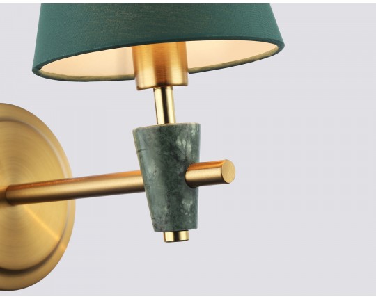  Настенный светильник с абажуром и мрамором LH75055 BS/GN латунь/зеленый E14 max 40W 230*140*270
