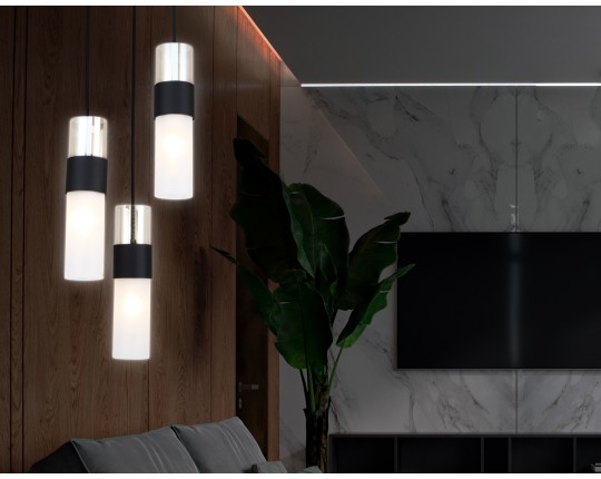  Подвесной светильник LH55102/3 BK/FR/TI черный/белый матовый/янтарь E14*3 max 40W D220*1200