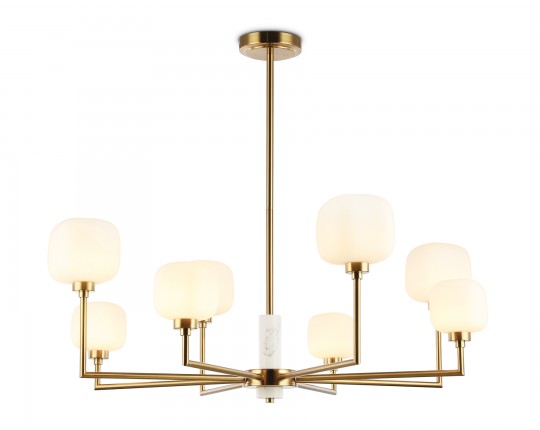  Люстра на штанге с мрамором LH53017/8 BS/FR латунь/белый матовый G9*8 max 40W D830*680
