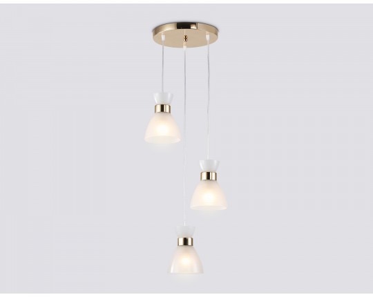  Светильник подвесной со стеклянными плафонами TR3402/3 FGD золото E27/3 max 60W D345*1000