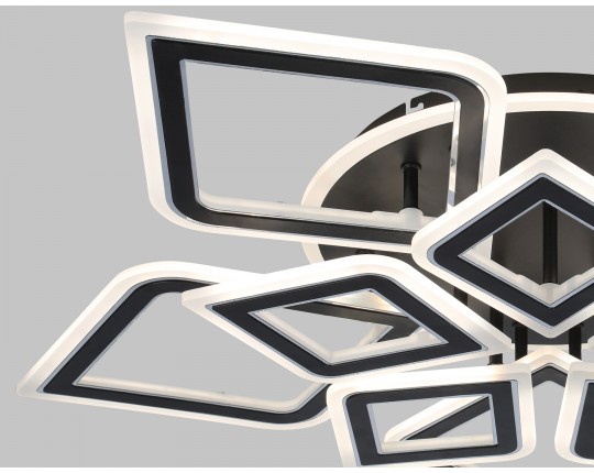  Потолочный светодиодный светильник с пультом FA8915/5+5 BK/CH черный/хром 193W 3000K-6400K 770*740*120 (ПДУ РАДИО 2.4G)