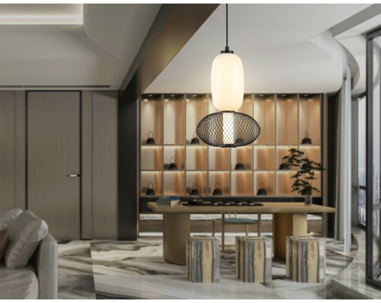  Подвесной светодиодный светильник LH11007 BK/FR черный/белый матовый 15W 3000K D220*350