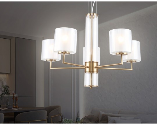  Подвесная люстра LH56011/5 BS/FR латунь/белый матовый E14*5 max 40W D640*1260