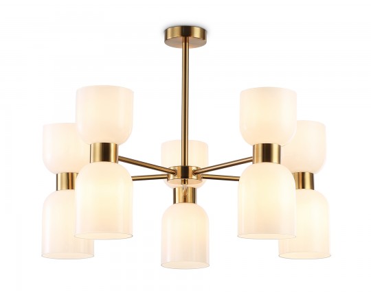  Люстра на штанге LH56093/10 BS/FR латунь/белый матовый E14*10 max 40W D700*510
