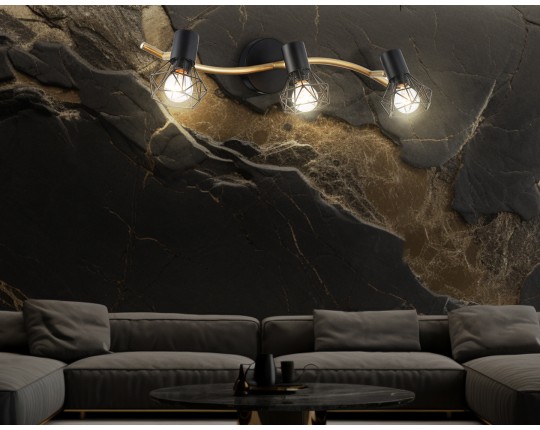  Настенно-потолочный спот в стиле лофт TR8657/3 BK/GD черный/золото E14/3 max 60W 550*100*185