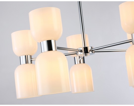  Люстра на штанге LH56083/10 СH/FR хром/белый матовый E14*10 max 40W D700*510