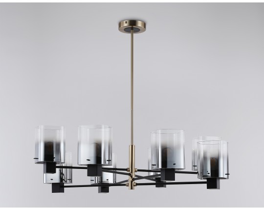  Подвесная люстра LH57043/8 BK/DBS/SM черный/темная латунь/дымчатый E14/8 max 40W D830*710