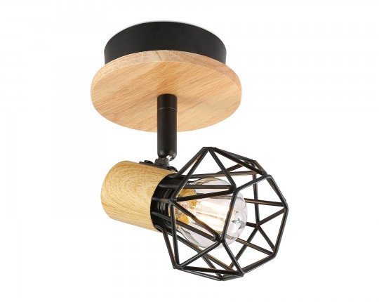  Настенно-потолочный спот в стиле лофт TR8751 BK/WD черный/дерево IP20 E27 D115*175