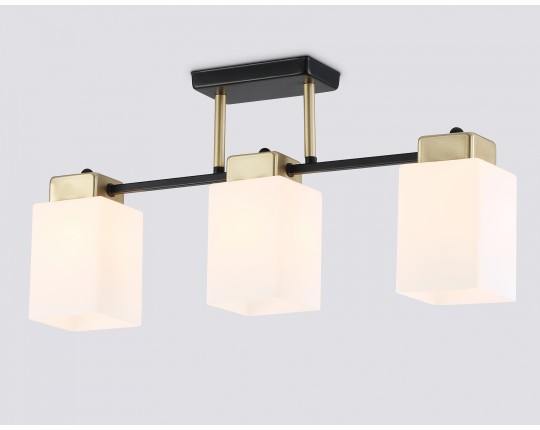  Люстра на штанге со стеклянными плафонами TR303046/3 BK/GD черный/золото E27/3 max 60W 540*100*270