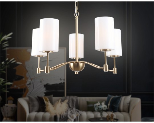  Подвесная люстра LH56051/5 BS/FR латунь/белый матовый E14*5 max 40W D590*950