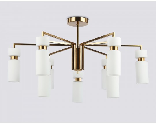  Люстра на штанге LH56128/9 BS/FR латунь/белый матовый E14*9 max 40W D765*440