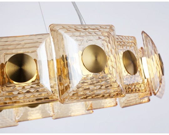  Подвесная светодиодная люстра LH31027 BS/TI латунь/янтарь 72W 3000K D700*150
