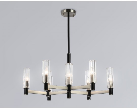  Люстра на штанге LH55503/9 SN/BK/CL сатин никель/черный/прозрачный E14*9 max 40W D760*760