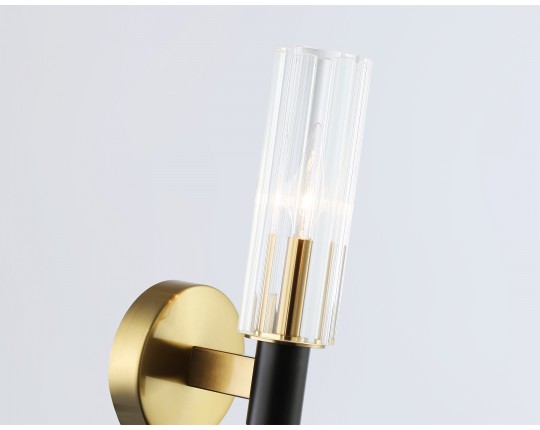  Настенный светильник LH55517 BK/BS/CL черный/латунь/прозрачный E14 max 40W 120*100*250