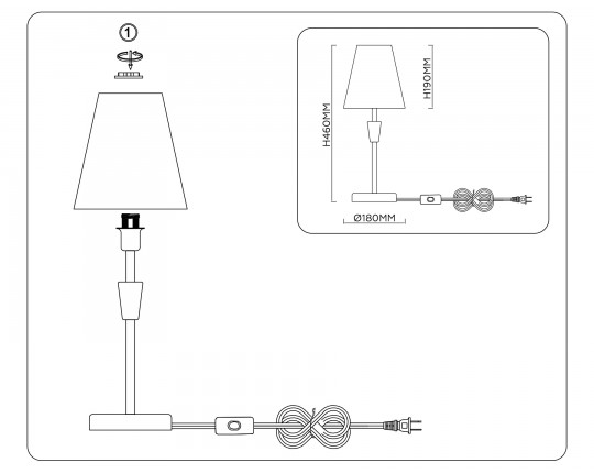  Настольная лампа с абажуром LH75057 BS/GN латунь/зеленый E14 max 40W D180*460