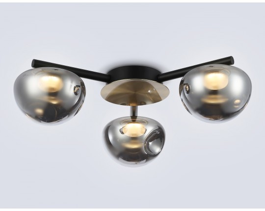  Потолочный светодиодный светильник LH12006/3 BK/GD/SM черный/золото/дымчатый 18W 3000K D640*170