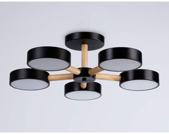  Подвесной светодиодный светильник с пультом FL4828/5 BK черный 3000K-6400K 65W D580*160 (ПДУ ИК)