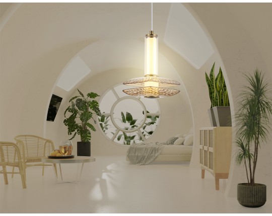  Подвесной светодиодный светильник LH31001 BS/TI латунь/янтарь 10W 3000K 150*150*240