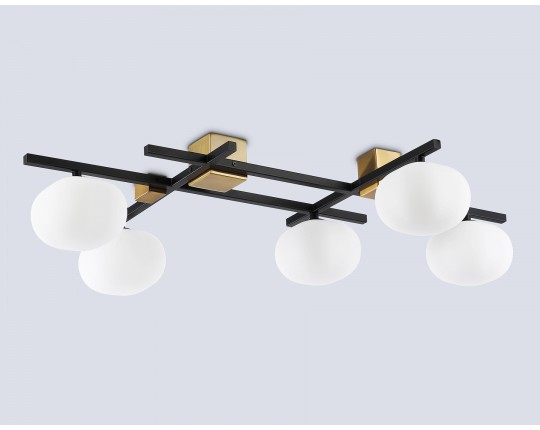  Потолочный светильник LH51015/5 BK/BS/FR черный/латунь/белый матовый G9*5 max 28W 800*560*170