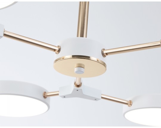  Люстра светодиодная на штанге FL516333/6 WH/FGD белый/золото 108W 3000-6000K D780*210 (без ПДУ)