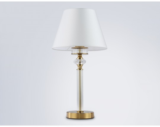  Настольная лампа с абажуром и хрусталем LH71027 BS/WH латунь/белый E27 max 60W D260*505
