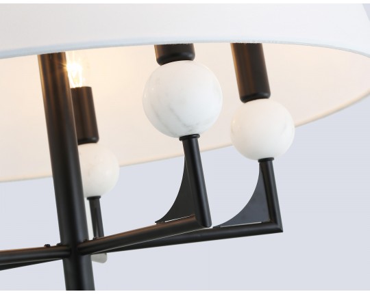  Люстра на штанге с абажуром LH75150/5 BK/FR черный/белый матовый E14*5 max 40W D580*590