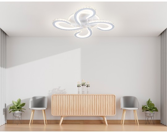  Потолочный светодиодный светильник с пультом FA1702/4 WH/CH белый/хром 121W 3000K-6400K 560*560*90 (ПДУ РАДИО 2.4G)