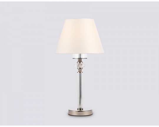  Настольная лампа с абажуром и хрусталем LH71007 BN/WH никель/белый E14 max 40W D260*505