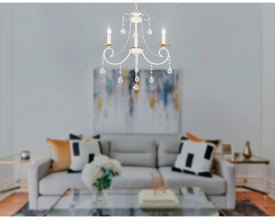  Подвесная люстра с хрусталем TR4915/3 WH/GD белый/золото E14/3 max 40W D550*860