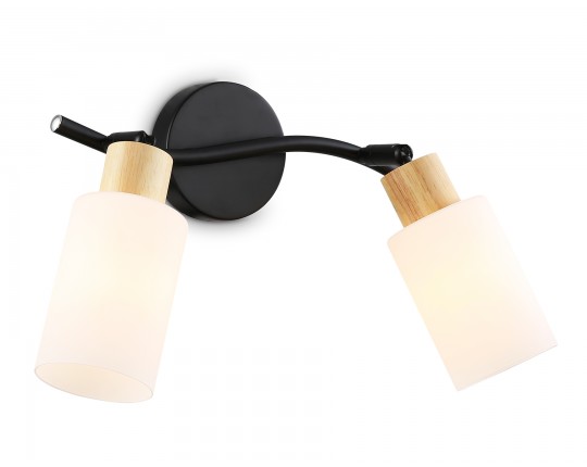  Настенно-потолочный спот в стиле лофт TR8721/2 BK/WD черный/дерево E14/2 max 60W 380*100*210
