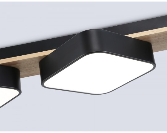  Светильник светодиодный потолочный FL4878/3 BK/WD черный/дерево 54W 3000-6000K 680*200*70 (без ПДУ)