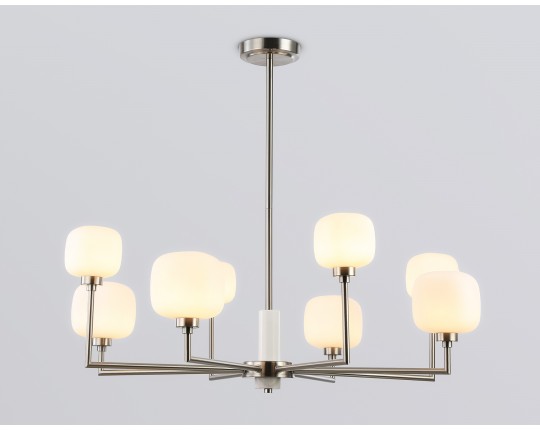  Люстра на штанге с мрамором LH53003/8 SN/FR сатин никель/белый матовый G9*8 max 40W D830*680