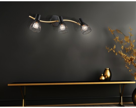  Настенно-потолочный спот в стиле лофт TR8661/3 BK/GD черный/золото E14/3 max 60W 550*100*170