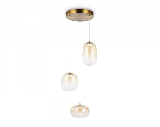  Подвесной светодиодный светильник LH11105/3 BS/TI латунь/янтарь 12W 3000K D350*1505