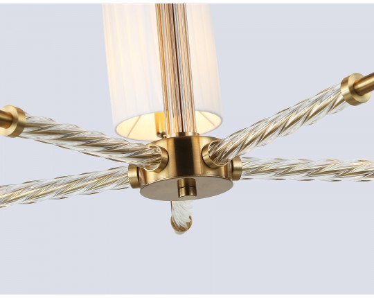  Люстра на штанге с абажурами LH71500/5 BS/FR латунь/белый матовый E14*5 max 40W D680*640